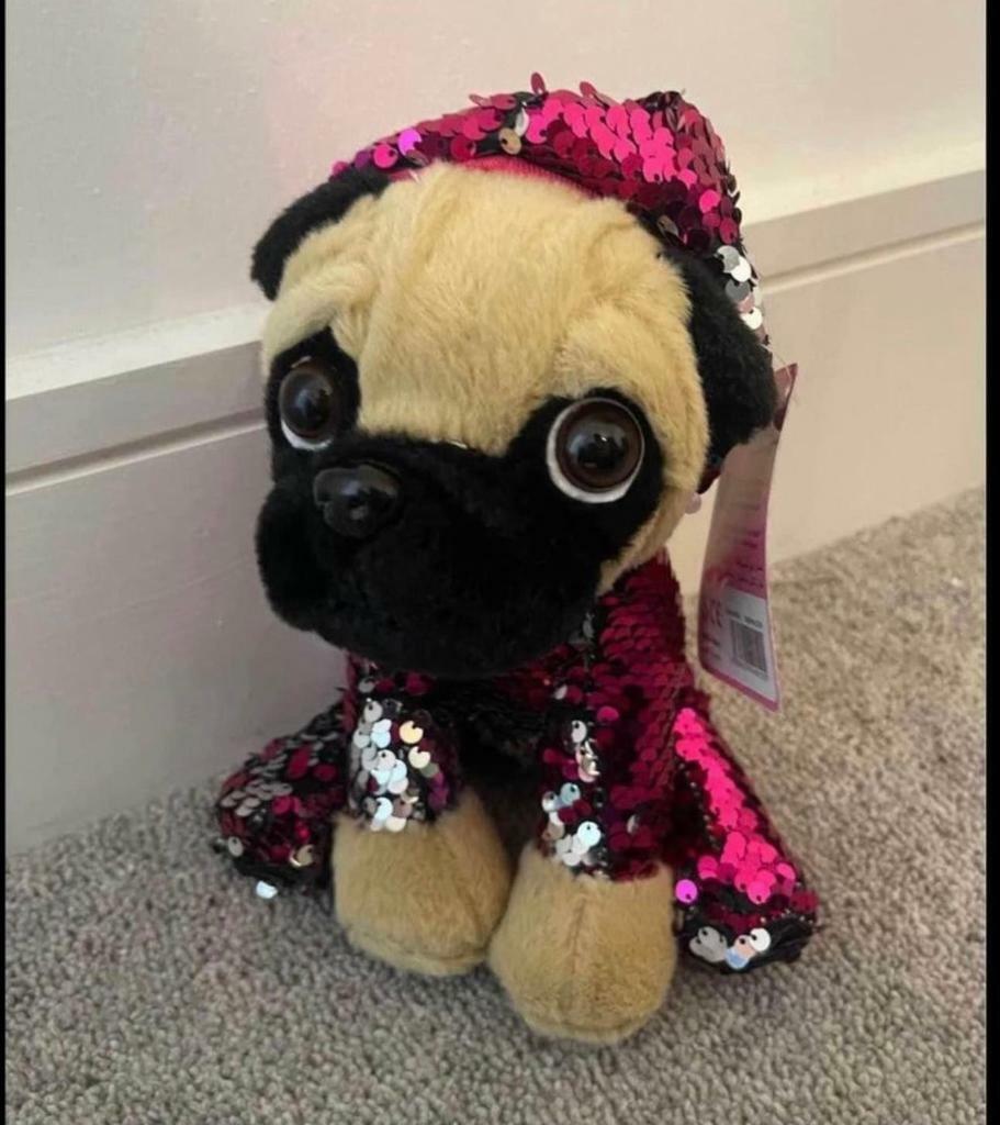 sequin pug teddy